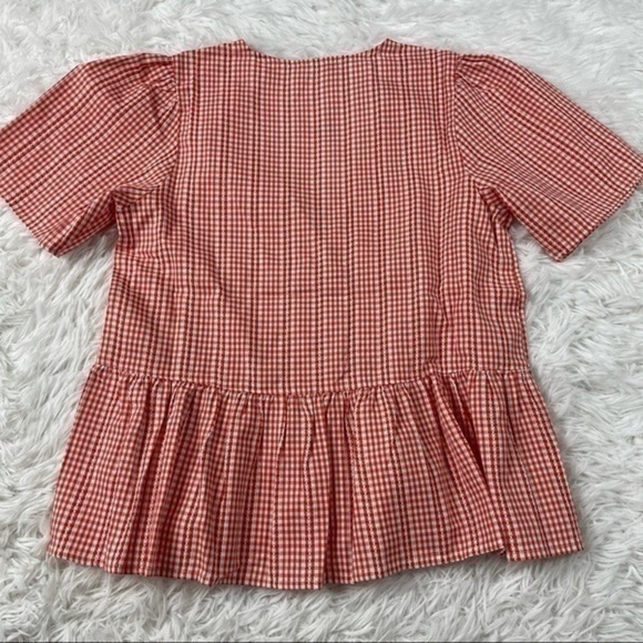 New Madewell Crossover Peplum Top Gingham - Picture 4 of 8